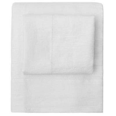 White Belgian Flax Linen Fitted Sheet