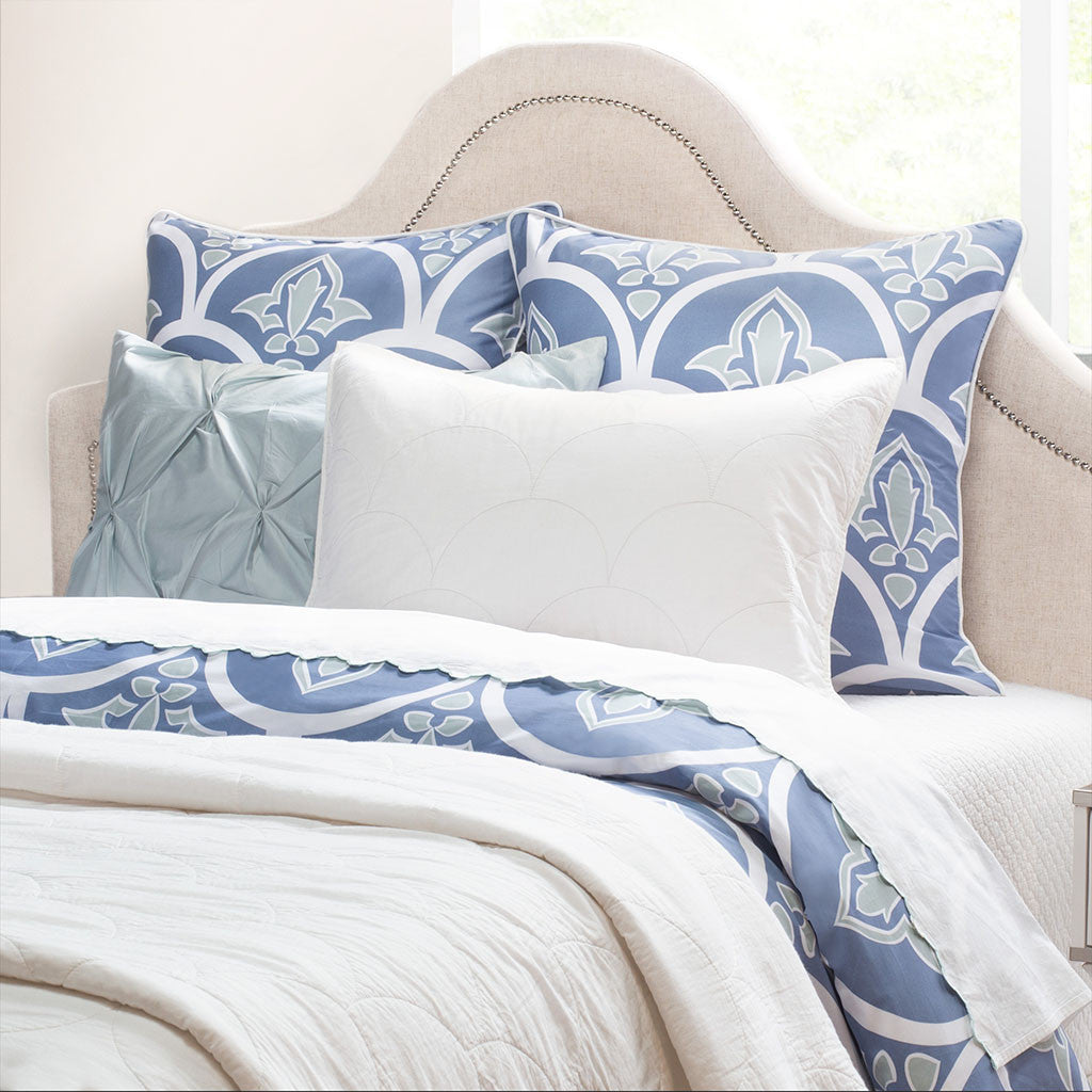Bedroom inspiration and bedding decor | Soft White Scalloped Quilt Euro Sham Duvet Cover | Crane and Canopy