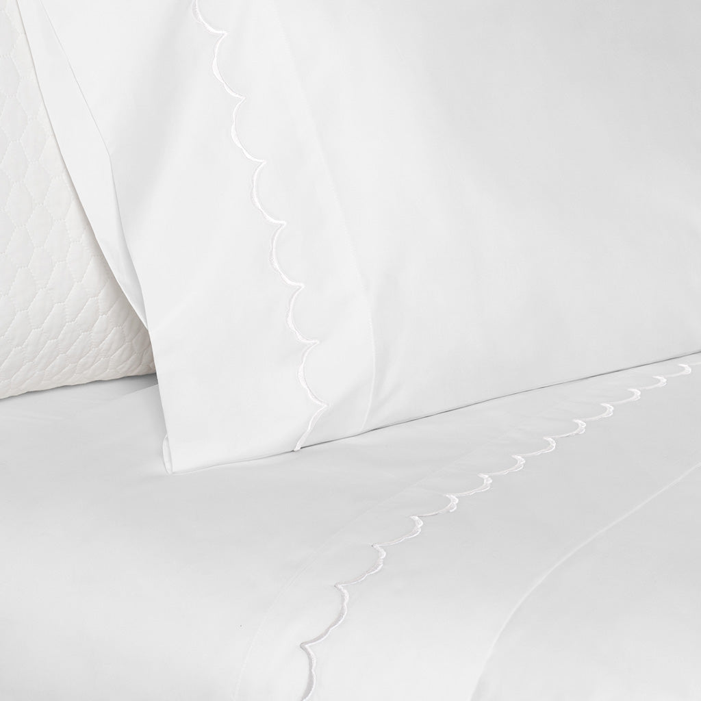 Bedroom inspiration and bedding decor | White Wavelet Embroidered Pillowcase Pair Duvet Cover | Crane and Canopy