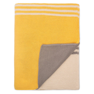 Yellow and Grey Striped Throw