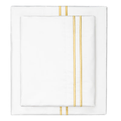 Marigold Yellow Lines Embroidered Sheet Set (Fitted, Flat, & Pillow Cases)