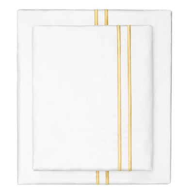 Marigold Yellow Lines Embroidered Sheet Set 2 (Fitted & Pillow Cases)