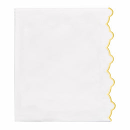Yellow Scalloped Embroidered Flat Sheet