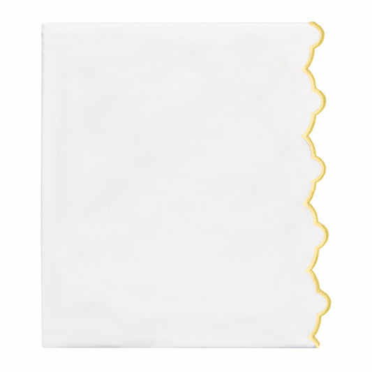 Yellow Scalloped Embroidered Flat Sheet
