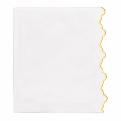 Yellow Scalloped Embroidered Flat Sheet