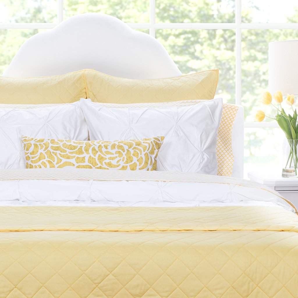 Bedroom inspiration and bedding decor | Yellow Diamond Quilt Duvet Cover | Crane and Canopy