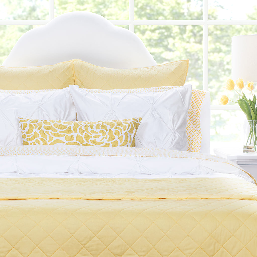 Bedroom inspiration and bedding decor | Yellow Diamond Quilt Euro Sham Duvet Cover | Crane and Canopy