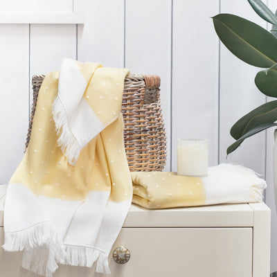 Yellow Dot Fouta Towel Spa Bundle (2 Wash + 2 Hand + 4 Bath Towels)