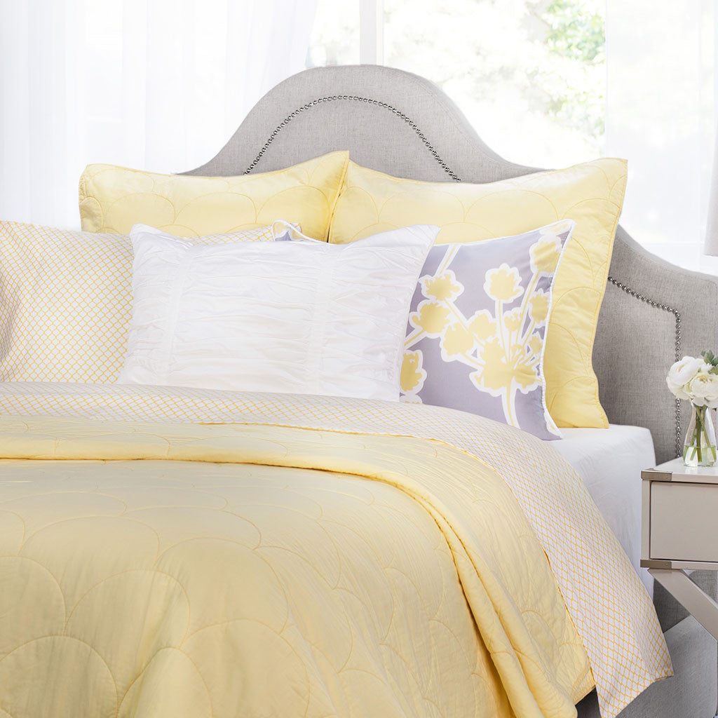 Bedroom inspiration and bedding decor | The Scalloped Yellow Quilt & Sham Duvet Cover | Crane and Canopy