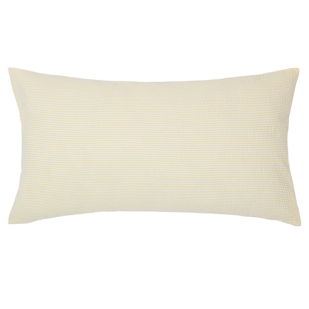 Bedroom inspiration and bedding decor | Yellow Seersucker Throw Pillow Duvet Cover | Crane and Canopy