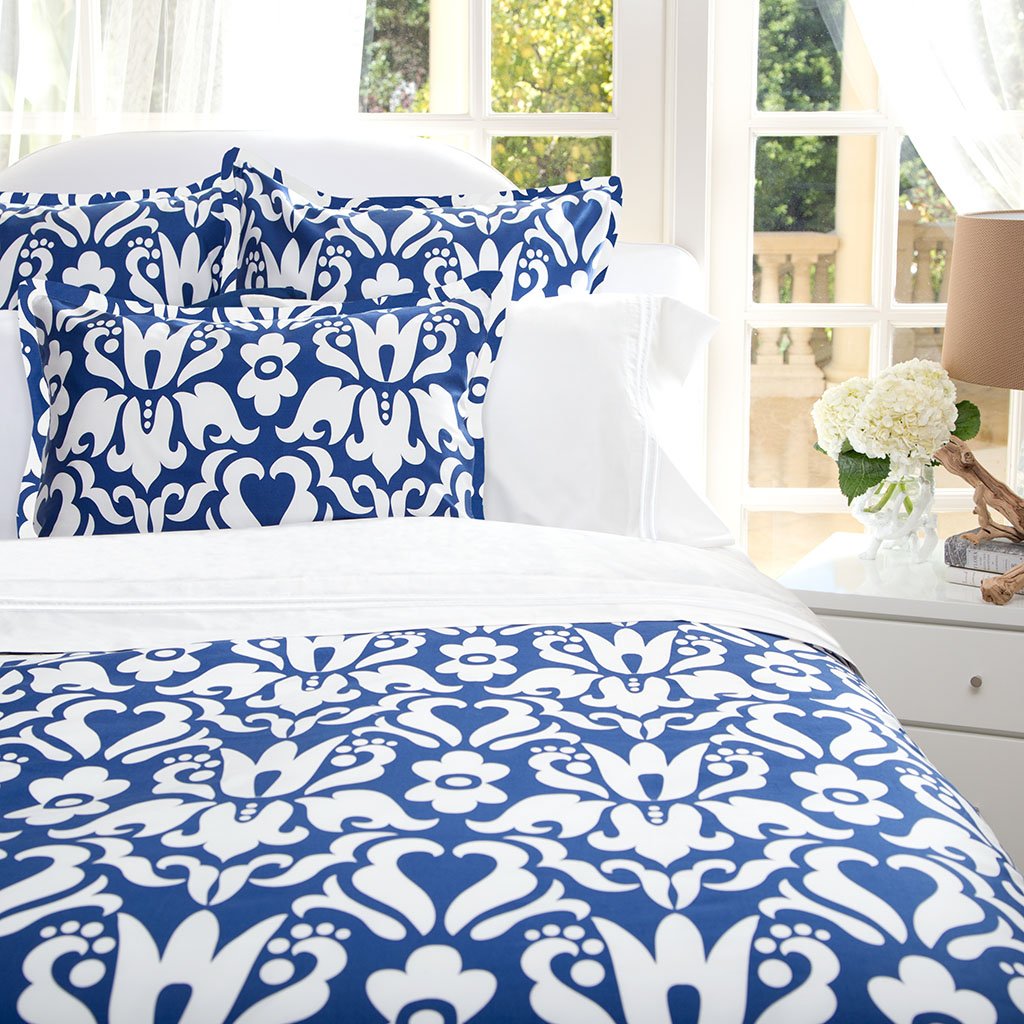 Bedroom inspiration and bedding decor | Cobalt Blue Montgomery Sham Pair Duvet Cover | Crane and Canopy