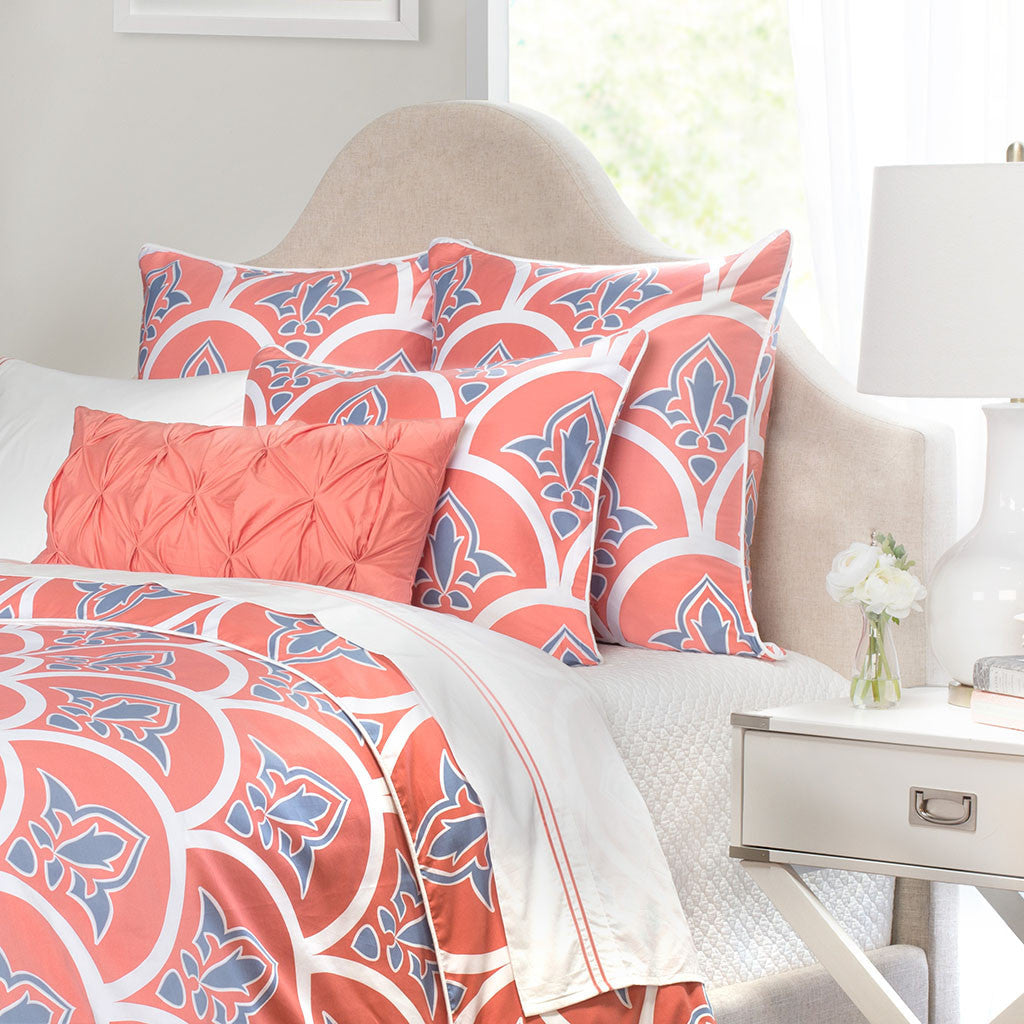 Bedroom inspiration and bedding decor | Coral Clementina Euro Sham Duvet Cover | Crane and Canopy