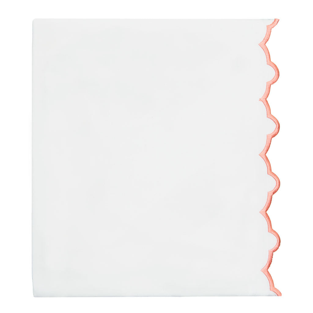 Bedroom inspiration and bedding decor | Coral Scalloped Embroidered Flat Sheets | Crane and Canopy