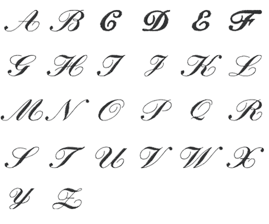Image of all the letters in Heirloom