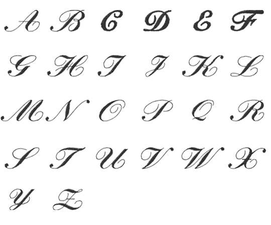 Image of all the letters in Heirloom