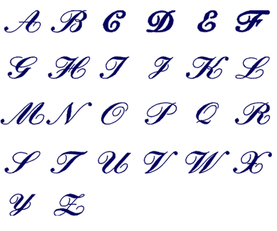 Image of all the letters in Heirloom