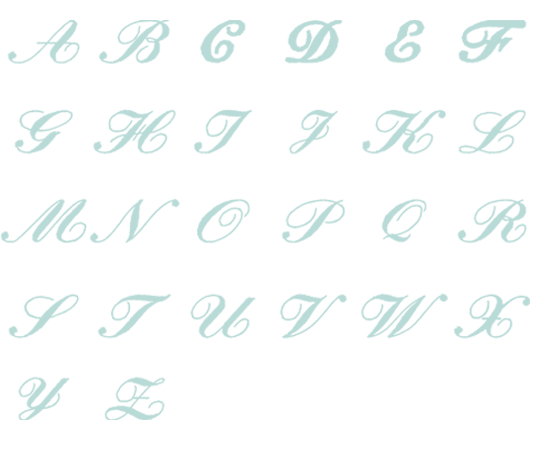 Image of all the letters in Heirloom