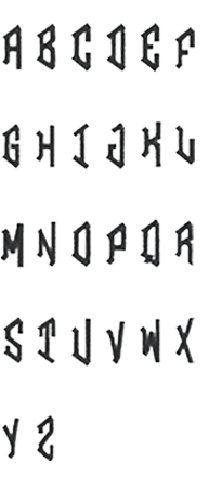 Image of all the letters in Diamond