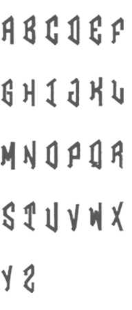 Image of all the letters in Diamond