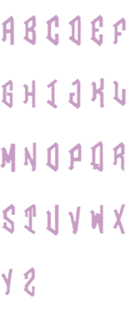 Image of all the letters in Diamond