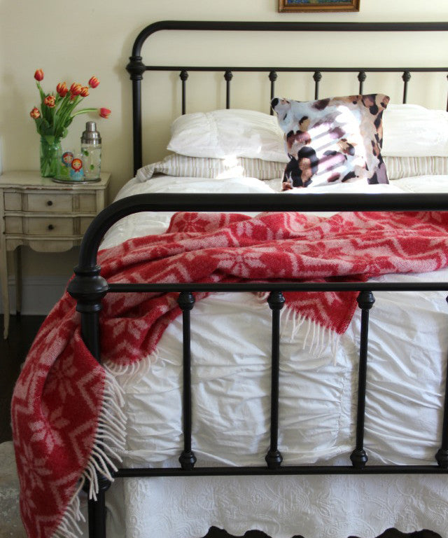 Crane and Canopy Designer Bedding as seen in Eclectically Vintage