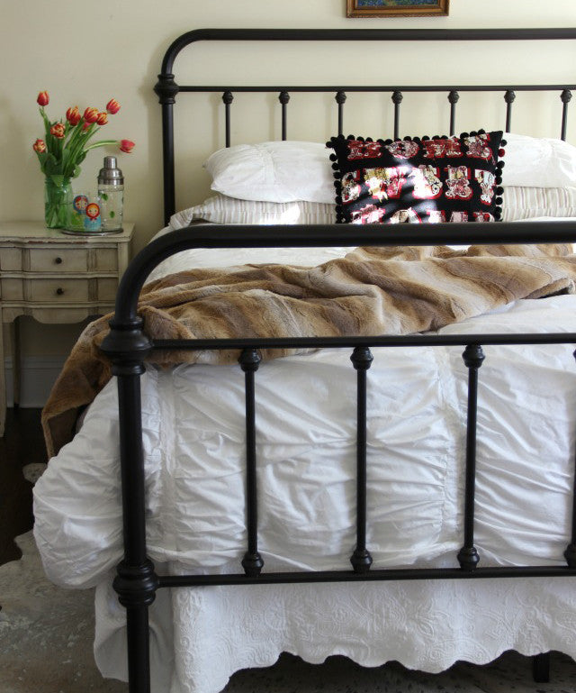 Crane and Canopy Designer Bedding as seen in Eclectically Vintage