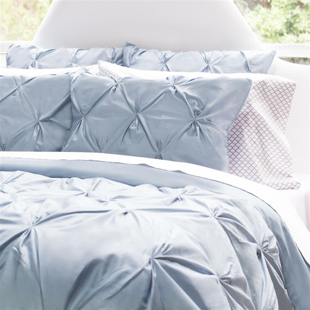 Bedroom inspiration and bedding decor | The Valencia French Blue Pintuck Duvet Cover | Crane and Canopy