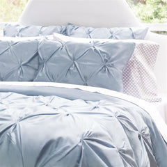 Bedroom inspiration and bedding decor | French Blue Valencia Pintuck Duvet Cover | Crane and Canopy