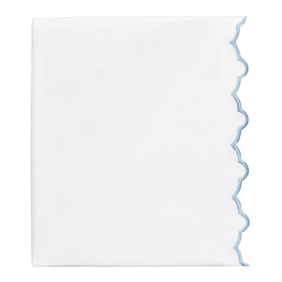 French Blue Scalloped Embroidered Flat Sheet