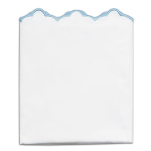French Blue Scalloped Embroidered Pillowcase Pair