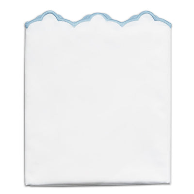 French Blue Scalloped Embroidered Pillowcase Pair