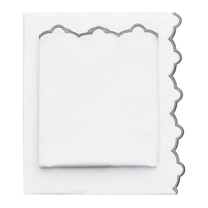 The Gray Scalloped Embroidered Sheet Set