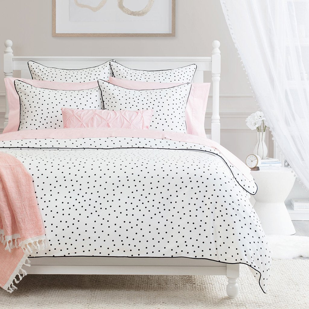Black and White Harper Duvet Cover (White Piping)