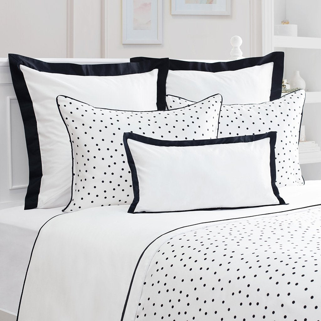 Black and White Harper Duvet Cover (White Piping)
