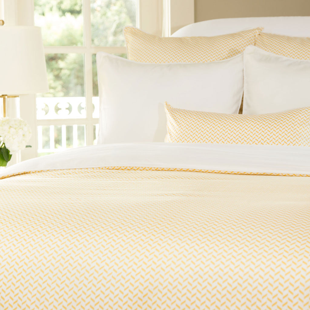 Bedroom inspiration and bedding decor | The Larkin Yellow Duvet Cover | Crane and Canopy