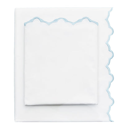 The Light Blue Scalloped Embroidered Sheet Set