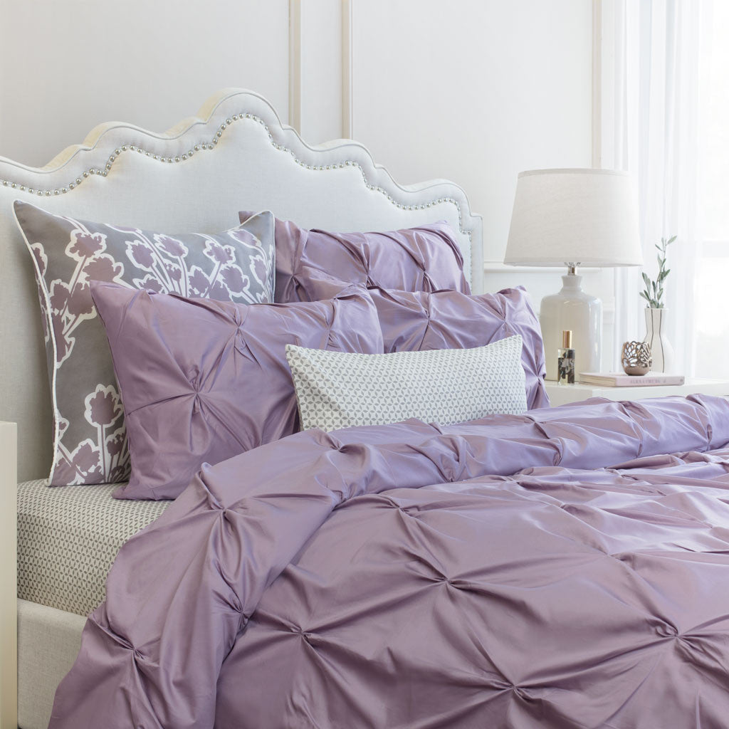 Bedroom inspiration and bedding decor | The Valencia Lilac Pintuck Duvet Cover | Crane and Canopy