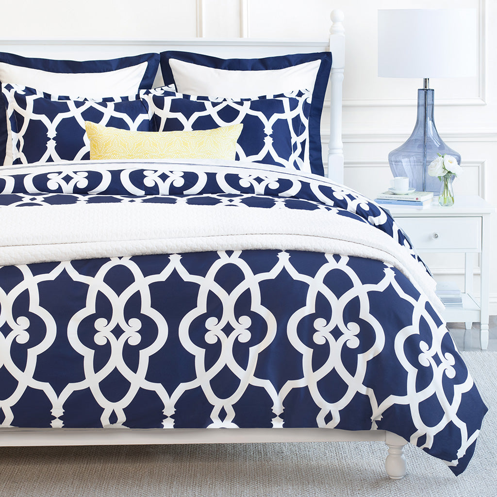 Bedroom inspiration and bedding decor | Navy Pacific Euro Sham Duvet Cover | Crane and Canopy