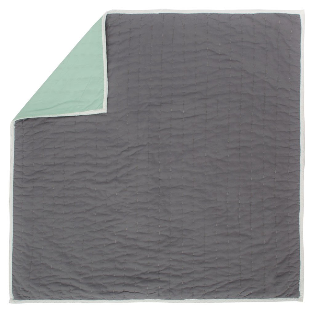 Reversible Pick-Stitch Charcoal Grey Quilt Euro Sham