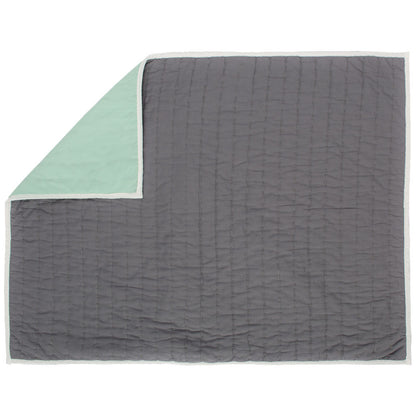 Reversible Pick-Stitch Charcoal Grey Quilt Sham Pair