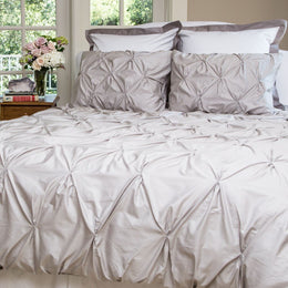 Dove Grey Valencia Pintuck Duvet Cover