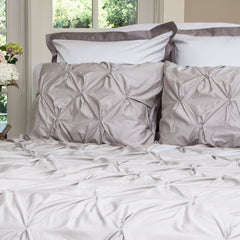 Bedroom inspiration and bedding decor | Dove Grey Valencia Pintuck Duvet Cover | Crane and Canopy