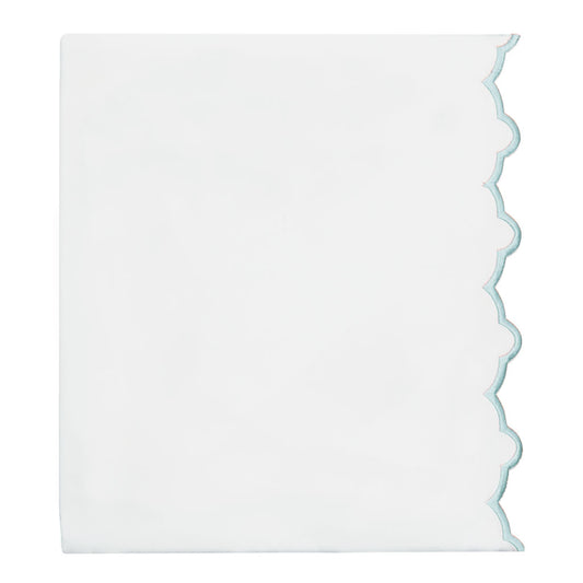 Porcelain Green Scalloped Embroidered Flat Sheet