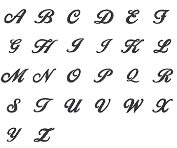 Image of all the letters in Script