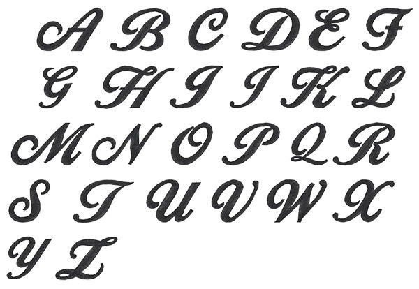 Image of all the letters in Script