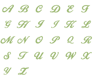 Image of all the letters in Script