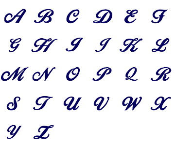 Image of all the letters in Script