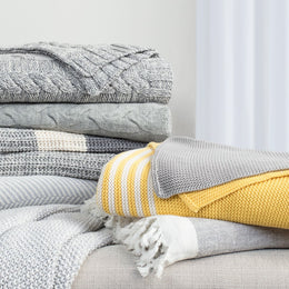 Grey Banded Edge Throw